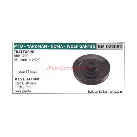 Polea para tractor cortacésped RBH 1200 MTD WI-D3331 WI-D3236
