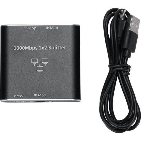 Répartiteur Ethernet RJ45, 1 à 2 Sorties 1000 Mbps Répartiteur Ethernet Gigabit Haute Vitesse Répartiteur Internet Commutateur LAN Adaptateur de concentrateur de commutateur (1/5)