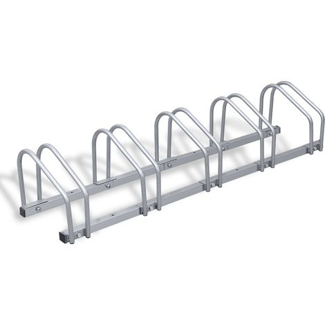 Randaco Porti di biciclette per 5 biciclette per pavimenti e murali in acciaio zincato 130 x 32 x 26 cm (1/5)