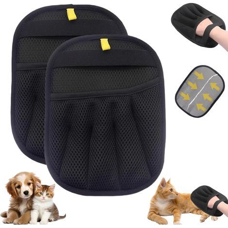 2 Pièces Gant Poil Animaux, Double Face Brosse Anti Poils Chat, Réutilisable Gant Ramasse Poils Animaux pour Lavage DémêLage Et Toilettage, Gant Brosse Chat pour Canapé Meubles Tapis Siège Auto (1/5)