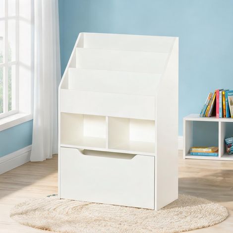 Bibliothèque enfant blanche 60 x 29,9 x 90 cm avec tiroir (1/5)