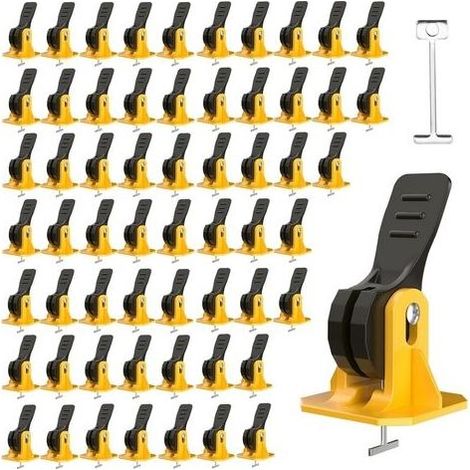 50 Pièces Cale de Nivellement pour Carrelage, 2mm Croisillon Carrelage Autonivelant, Nivellement Carrelage Outil Carreleur, avec 50 Aiguilles en Acier Rechange, pour Pose de Carrelage Sol et Mur (1/5)