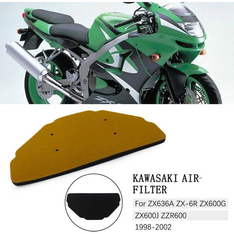 Fits Kawasaki ZX-6R, ZX6R 98-02, ZZR600 05-08 models (foam filter element). (1/5)