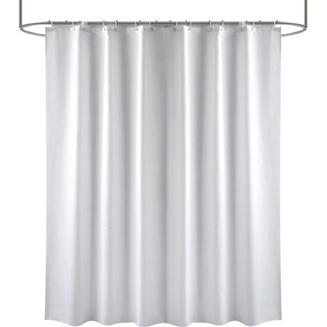 Rideau de douche en tissu uni résistant et imperméable, format standard 180 x 200 cm, noir, blanc, gris, marron, bleu (1/2)