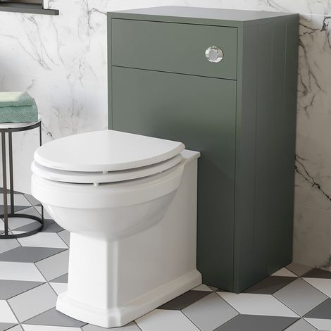 Traditional Back to Wall Toilet Unit Cistern Seat Green 500mm BTW Bathroom (1/5)