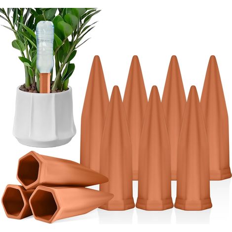Irrigatori automatici a goccia, 10 coni di terra per piante da interno e vasi da balcone, irrigazione per piante durante le vacanze, set per l'irrigazione