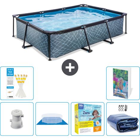 Exit-toys Piscina Exit Rectangular - Efecto piedra - 300x200x65 cm - 7-piezas  S245