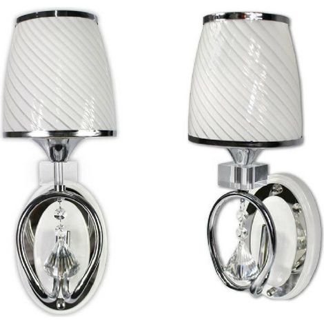 Trade Shop - Applique Parete Lumetto Muro Attacco E27 Oro Argento Abat Jour Lume In Vetro E18 - Plata (1/2)