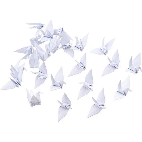 Guirlande de 100 grues en origami pliées à la main, fond blanc, décoration maison – DELKEVIC (1/5)