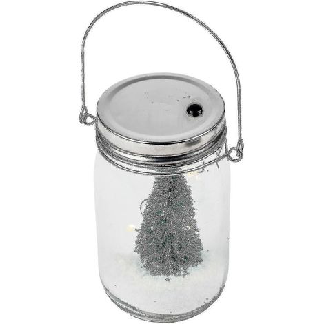 Pot décoratif de Noël suspendu à LED, en verre vert (1/2)