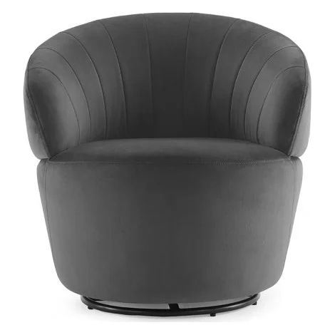 Fauteuil rond pivotant 360° velours gris anthracite moderne - COROLLA (1/5)