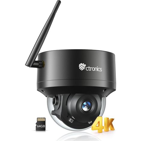 4K 8MP Dôme Caméra Surveillance WiFi Extérieure, WiFi 2.4/5GHz PTZ Caméra IP Détection Humain/Véhicule/Animaux, Suivi Auto, UHD IR Vision Nocturne, Carte TF 64Go Inclus, PC/Cloud/IP66/Metal (1/5)