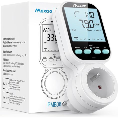 Prise wattmètre, Compteur d'énergie numérique, avec 7 Modes, Prise économiseur d'énergie avec écran LCD rétroéclairé, Surveillance de la consommation pour Gros appareils électroménagers (1/5)