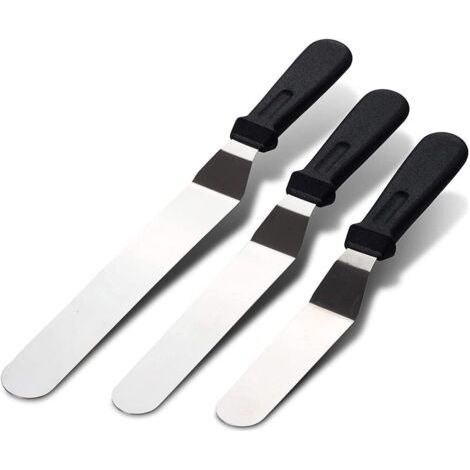 Spatules coudées à Patisserie - spatule Coudee pâtisserie 3Pcs inclinée glaçage Cuillère à Palette Pelle ou Spatule de Cuisine en Acier Inoxydable pour gâteau de décoration Ensemble