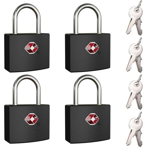 4er Set TSA Gepäckschlösser Schwarz mit 8 Schlüsseln