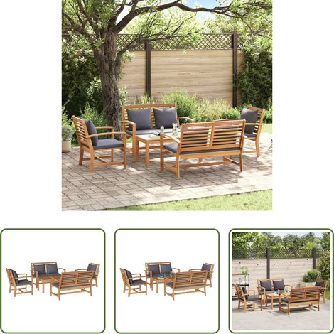 Meuble extérieur - Ensemble de canapé de jardin 5 pcs Naturel Bois de teck massif (1/5)