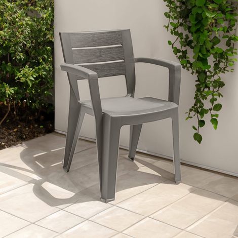 Dmora - Sillas de Jardín Camogli, Silla de jardin, Asiento exterior multiusos, Banco de jardín, Made in Italy, 60x58 h79 cm, Tórtola (1/3)