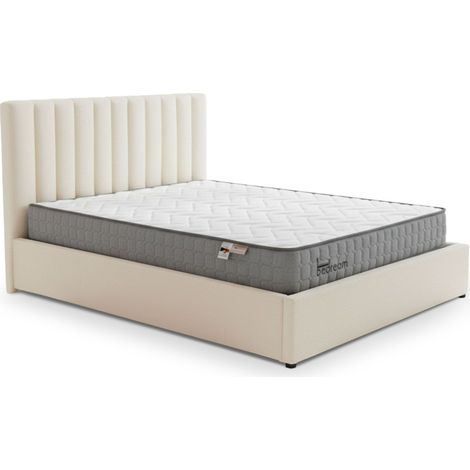 Pack Lit Coffre Bouclette & Matelas "Dream & Goodream" 140x190cm Beige