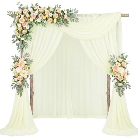 160 x 1000 cm Arche Tenture Mariage, Rideau en Tulle, Voilage Blanc Drapé Transparent, Rideau de Gaze pour Décoration de Mariage,Cérémonie, Fête, Toile de Fond (Jaune)