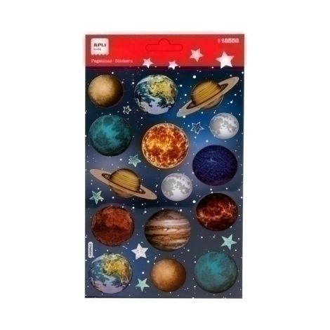 STICKERS APLI (18558) Bl.1h. PLANETAS - Pack de 5 unidades