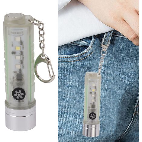Mini-Schlüsselanhänger-Taschenlampe, kleine, per USB aufladbare Taschenlampe, wasserdichte Wartungsleuchte für Camping und Wandern, tragbare magnetische Taschenlampe, weiß. (1/5)