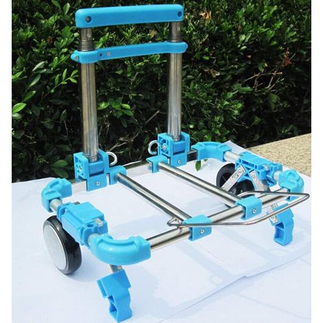Mini-Klapptrolley, Einkaufswagen aus Aluminiumlegierung, klein und leicht, zum Umziehen, Einkaufen, Tragen schwerer Gegenstände, Camping – perfektes Geschenk, Blau