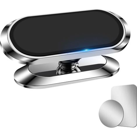 Support Téléphone Voiture Magnetique, Porte Telephone Voiture 360° Rotation, 8 Aimant Fort, Porte Telephone Magnétique en Alliage Portable Universel pour i-Phone/Samsung Smartphone (Argent) (1/5)