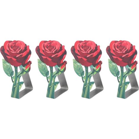 Pinzas metálicas para mantel con estampado rosa – acero inoxidable – accesorios de comedor – sujetadores resistentes – decoración elegante (1/5)