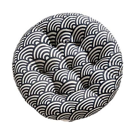 Galette de Chaise Ronde, 100% Coton et Lin - Confortables - Coussins épais et Respirants 40  40  6cm (1/3)
