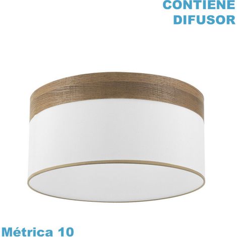 Cloe m10 Hängelampenschirm weiß/dunkles Holz 50dx50dx22h inklusive Diffusor