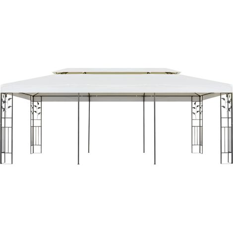 Belvédère à double toit blanc 6x3 m acier (1/5)