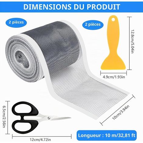 Filtre à Cheveux pour Caniveau de Douche, 10cm x 10m Attrape-Cheveux pour Douche, Filtre d'Évacuation pour Caniveau de Douche avec Spatule en Plastique et Ciseaux pour Salle de (1/3)