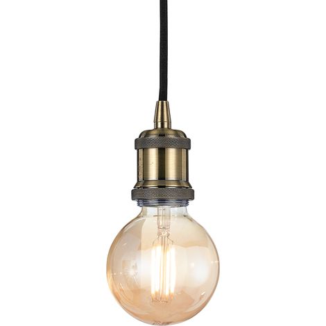 Sospensione Rustica-Country Frida Metallo Ottone Brunito 1 Luce E27 (1/3)