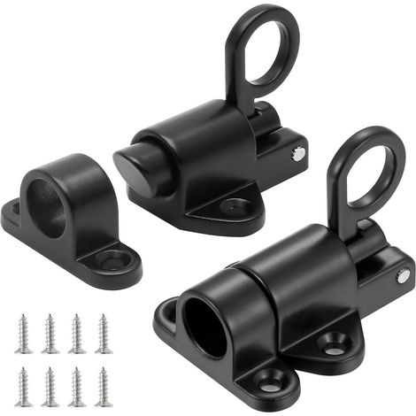 Lot de 2 verrous automatiques de porte de jardin en acier inoxydable - Verrou à ressort - Peut être utilisé dans les portes d'armoire, les portes de fenêtre, les cages pour animaux de compagnie (1/5)