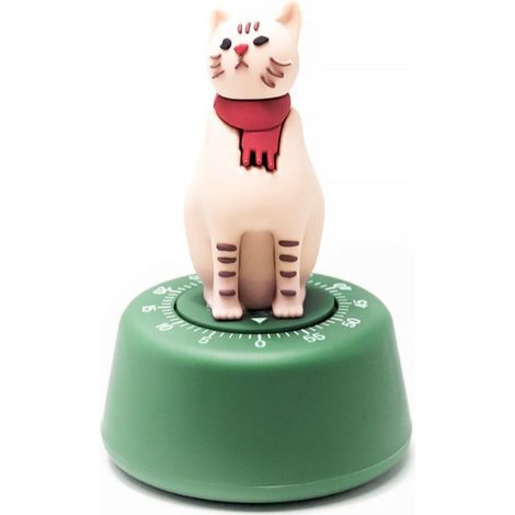 Lntyq Timer Katzenform Mechanischer Küchentimer, 7,2 7,2 11,6 cm (1/3)