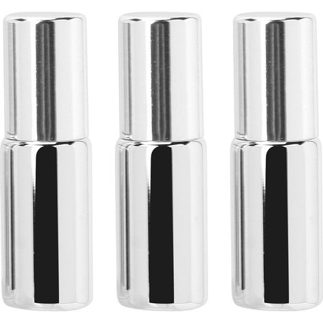 Flacon de 5 ml pour huile essentielle, flacon de parfum en verre traité anti-UV, recharge cosmétique, flacon roll-on d'huile essentielle liquide pure, flacon argenté vide (1/5)