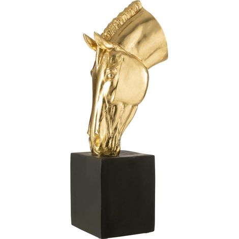 Tête de Cheval sur Socle "Hollywood" 95cm Doré