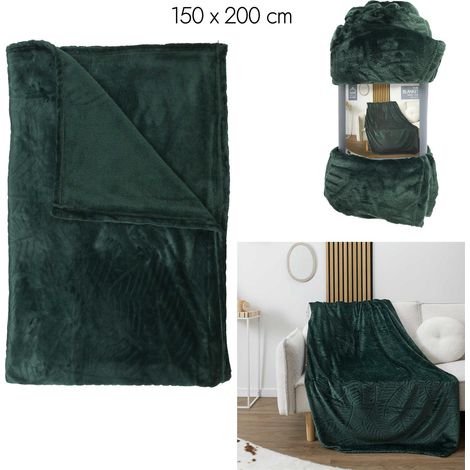 Plaid Flanelle Embosse Vert Sapin 150x200cm M12 (1/4)