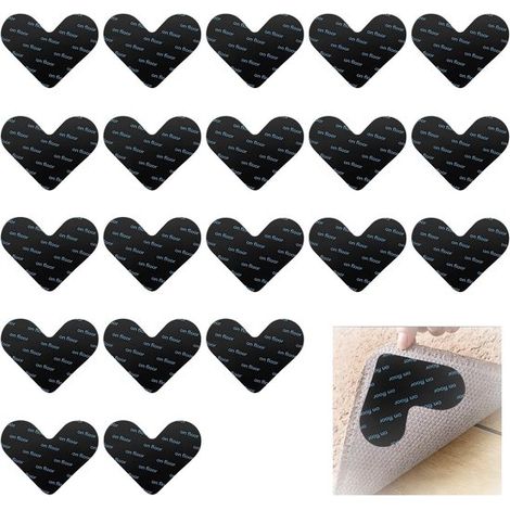 20 fijaciones antideslizantes para alfombras con forma de corazón – Fijaciones para alfombras para uso doméstico y de oficina (1/5)