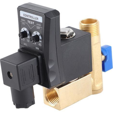 Vanne de vidange Automatique G1/2 DN15, Soupape de Vidange Automatique Électronique en Laiton, Vanne de Purge électronique Automatique à minuterie pour condensats de compresseurs d'air(230 V) (1/5)