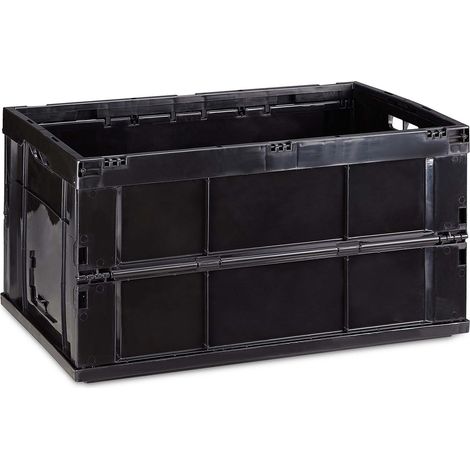 Relaxdays Profi Klappbox, stabil, Gewerbe, hochwertiger Kunststoff, Qualität, 60L, Kiste, 31,5 x 58,5 x 40 cm, schwarz