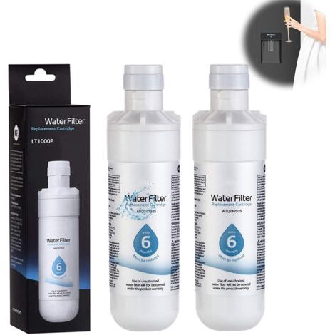 Lot de 2 filtres à eau de rechange LT1000P pour réfrigérateurs LG et Kenmore – Filtration 0,5 micron – Réduction 97 % chlore et odeurs - ADQ7479350