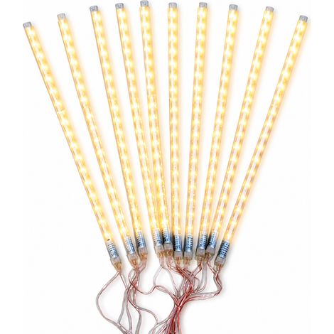 Guirlande LED Pluie de Météores Extérieure, 10 Tubes, Blanc Chaud, Alimentation Secteur, 6 W (1/5)