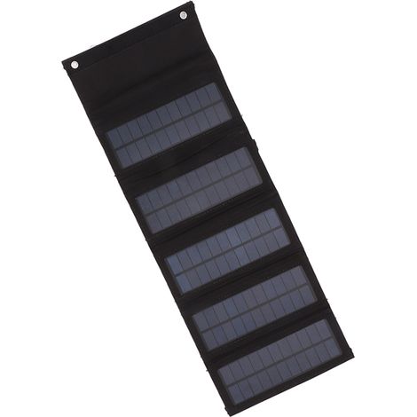 Sacoche pour panneau solaire portable 50 W en silicium monocristallin, 5 panneaux solaires pliables, pour situations d'urgence en extérieur, noir. (1/5)