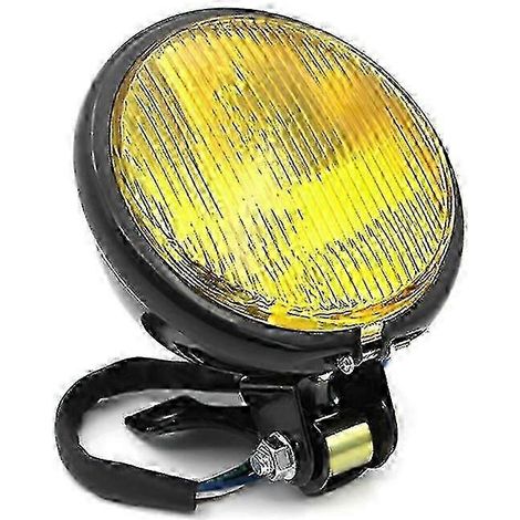 Phare de moto rond vintage avec support en argent électroplaqué, compatible avec différents modèles. (1/5)