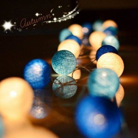 Guirlande Lumineuse Boules Coton 3,3m – 20 LED Blanc USB – Décoration Murale pour Chambre, Salon, Mariage, Noël (1/5)