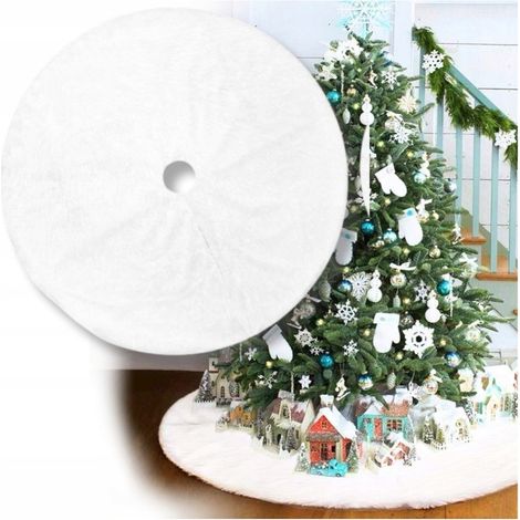 Tappetino, tappeto per albero di Natale, tappeto di pelliccia pelosa, fodera decorativa 115 cm (1/5)