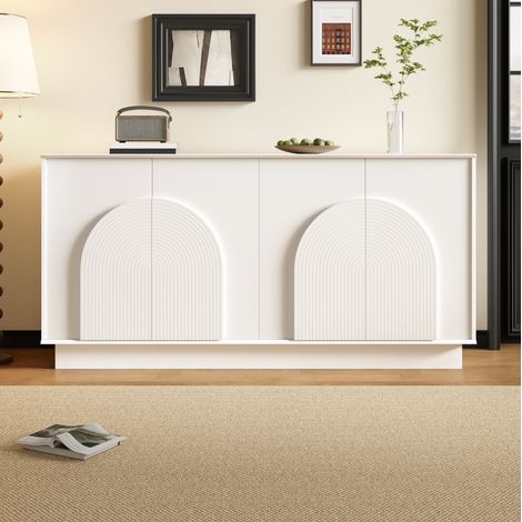 Credenza 4 ante 160 x 38 x 80 cm in MDF bianco opaco DESVIAE (1/5)
