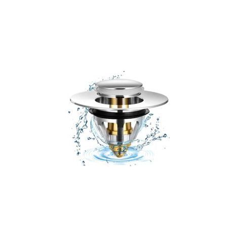 Spülbeckenstöpsel – 1 Stück, universeller Edelstahl-Pop-up-Stöpsel mit 2 Dichtungen – für 32/38-mm-Spülbecken (1/5)