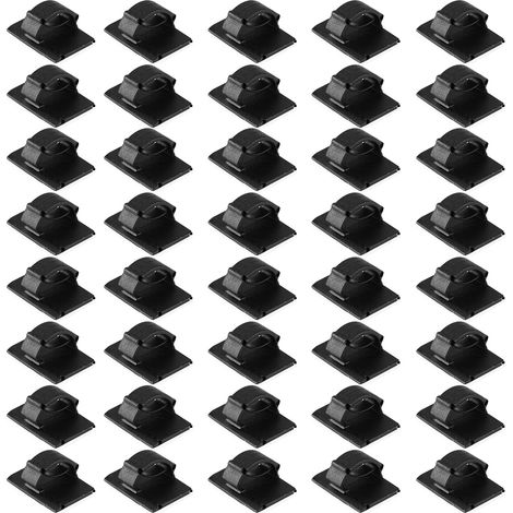 40 pièces clips fixation adhésifs plastique noir pour câble voiture GPS données cordon éclairage organisateur fils décoratif taille L (1/5)